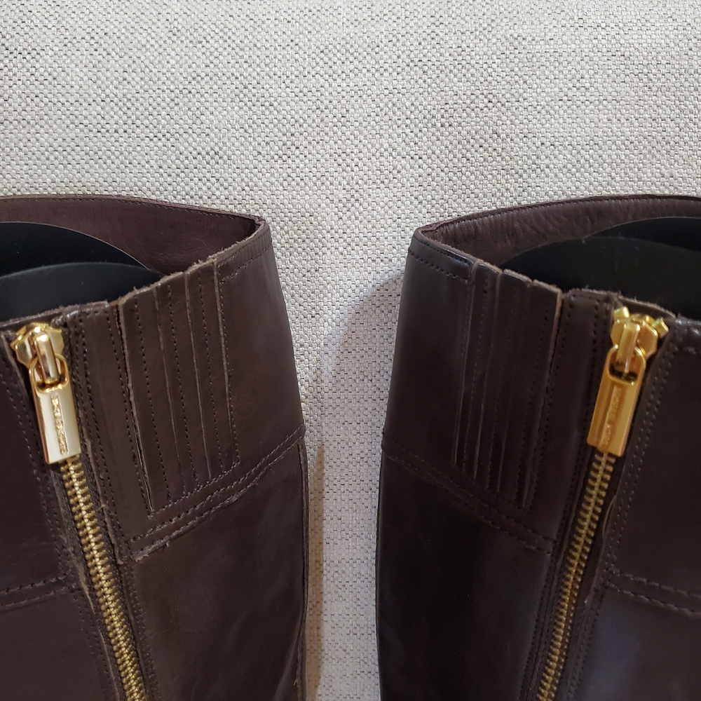 Michael Kors Dark Brown Leather Knee-High Riding Boots - Picture 4 of 5